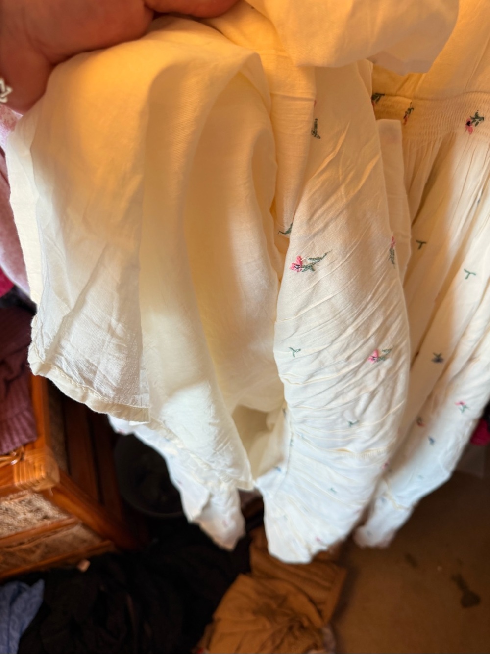 NWOT Old Navy Cream Sundress with Pink & Blue Embroidery - Picture 6 of 8